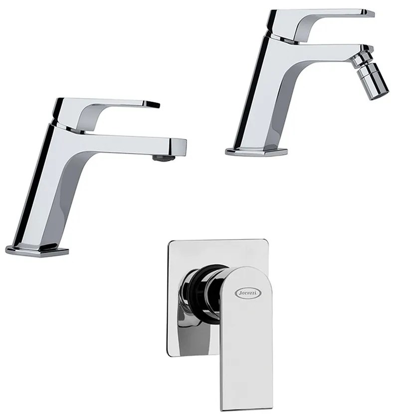 Set miscelatori lavabo bidet e incasso doccia Jacuzzi   rubinetteria Twilight ottone cromato per piletta di scarico clic clac