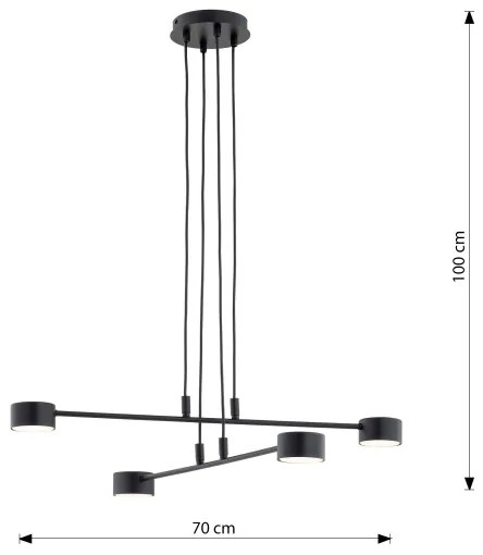 Lampadario a sospensione con filo MODUS 4xGX53/12W/230V nero