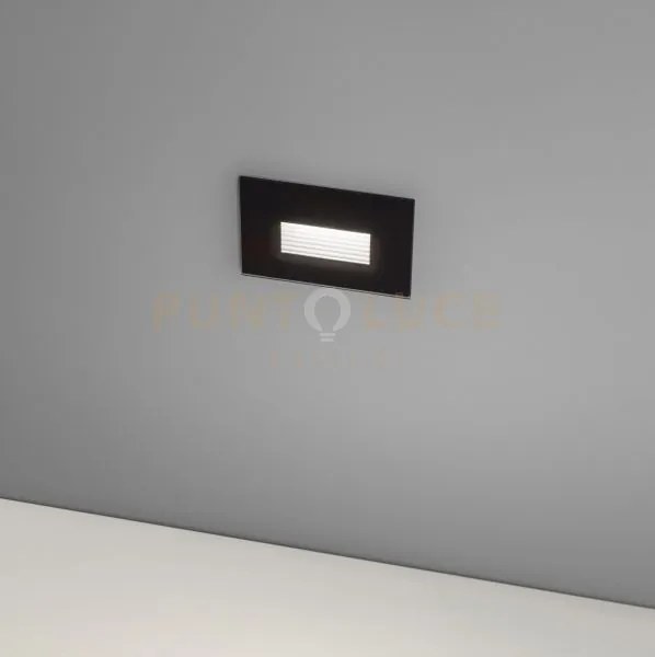 Ges2051- segnapassi in alluminio  nero e vetro ip66 led 3000-4000-6...