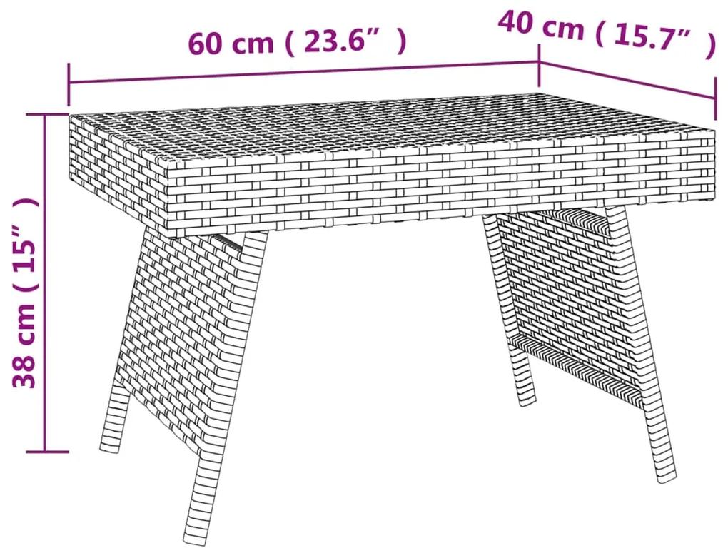 Tavolino Pieghevole Nero 60x40x38 cm in Polyrattan