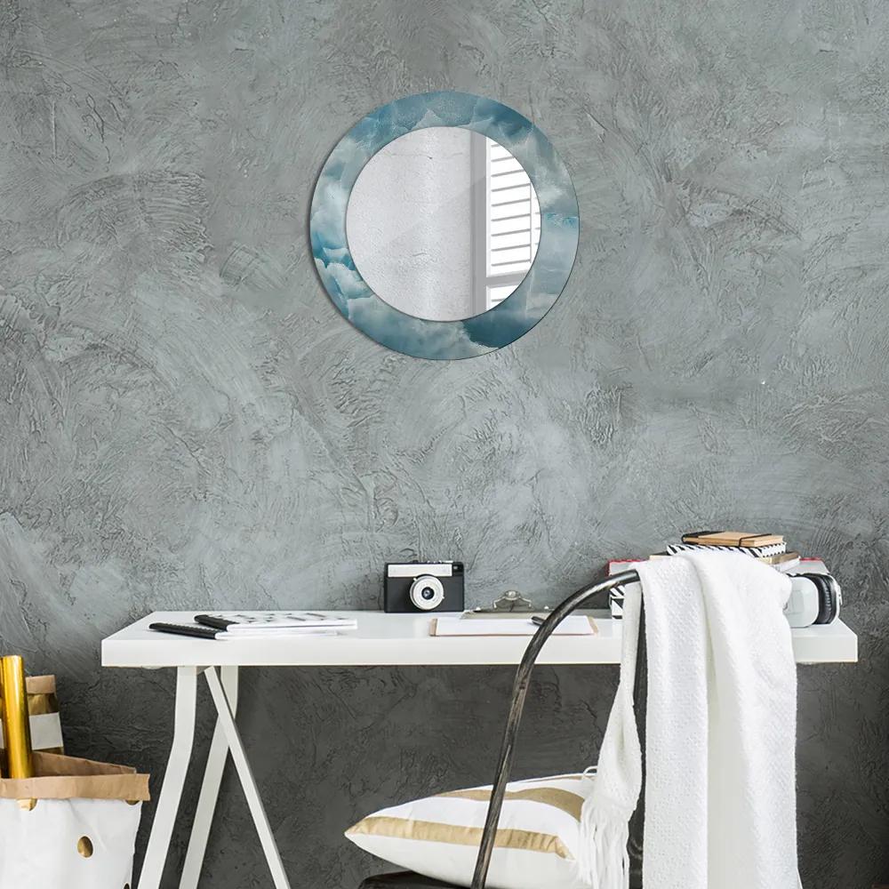 Specchio rotondo stampato Marmo blu onice fi 50 cm