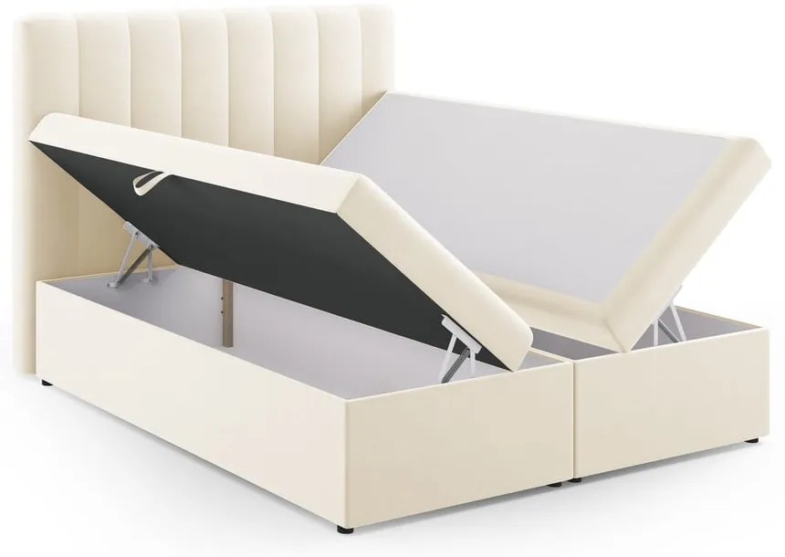 Letto boxspring beige con contenitore 160x200 cm Gina - Milo Casa