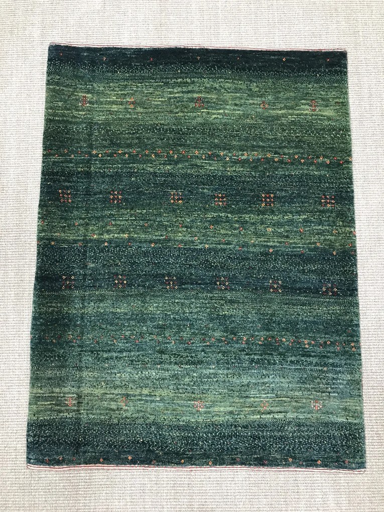 Loribaft Tappeto 90x120 Verde (Iran) Annodato A Mano