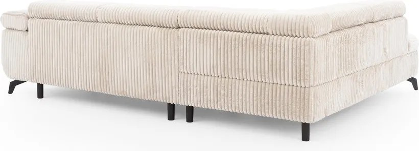 Divano angolare color crema (con penisola a sinistra/a L) con rivestimento in velluto a coste Marbeya – Ropez