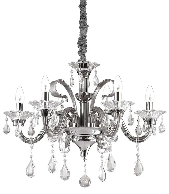 Lampadario Classico Colossal Metallo-Cristallo Trasparente 6 Luci E14