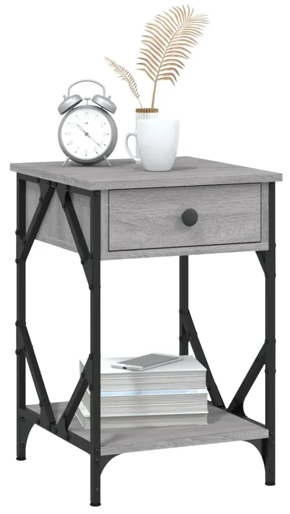 Comodini 2 pz grigio sonoma 40x42x60 cm in legno multistrato