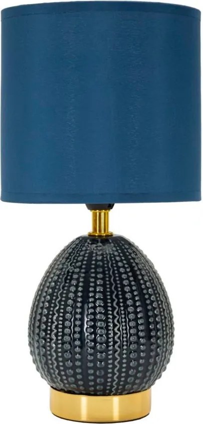 Lampada da tavolo blu in ceramica con paralume in tessuto (altezza totale 30,5 cm) Flavi – Mauro Ferretti