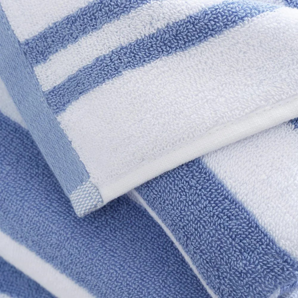 Telo da bagno in cotone blu e bianco 90x140 cm Stripe Jacquard - Bianca