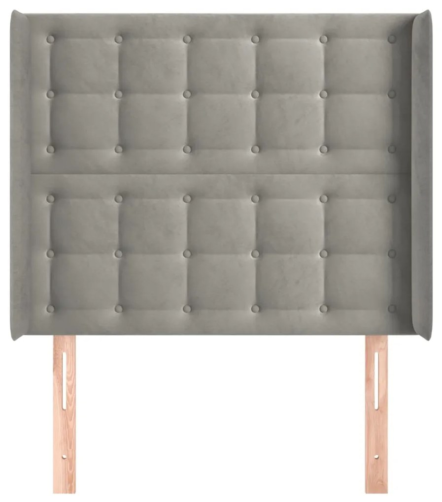Testiera ad orecchio grigio chiaro 103x16x118/128 cm in velluto