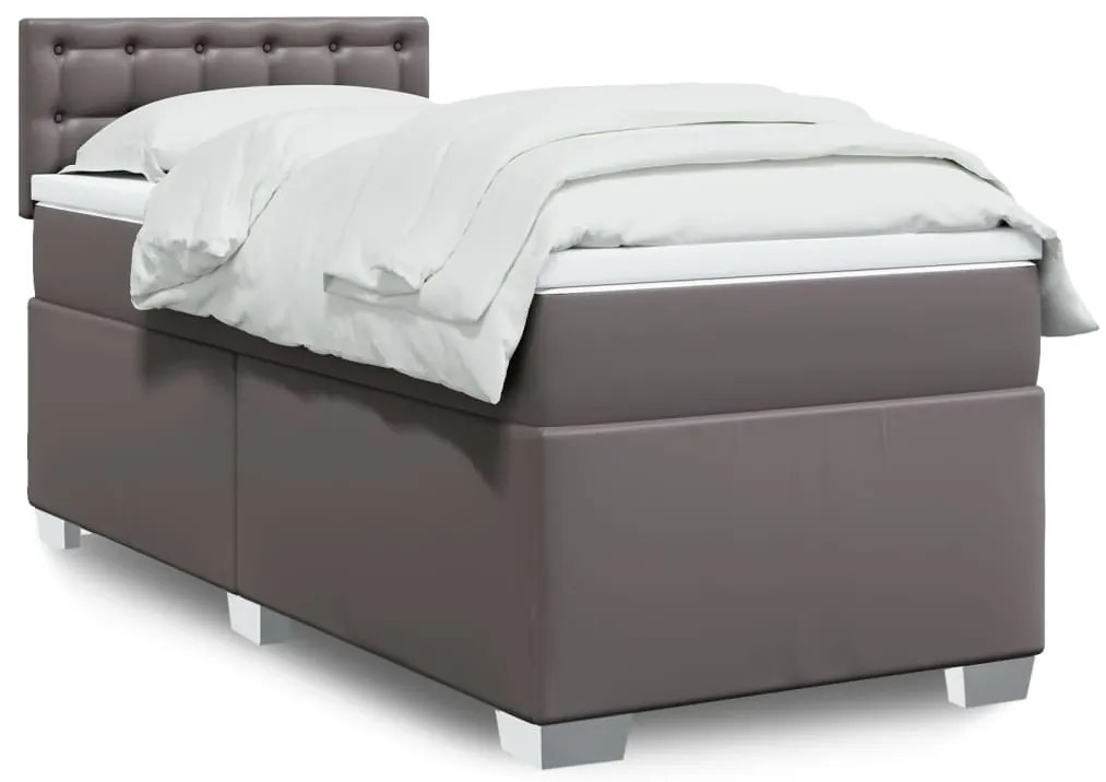 Giroletto A Molle Con Materasso Grigio 100x200 Cm İn Similpelle /