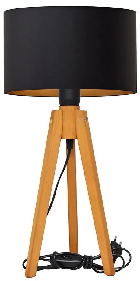 Lampada da tavolo ALBA 1xE27/15W/230V nero/oro/quercia