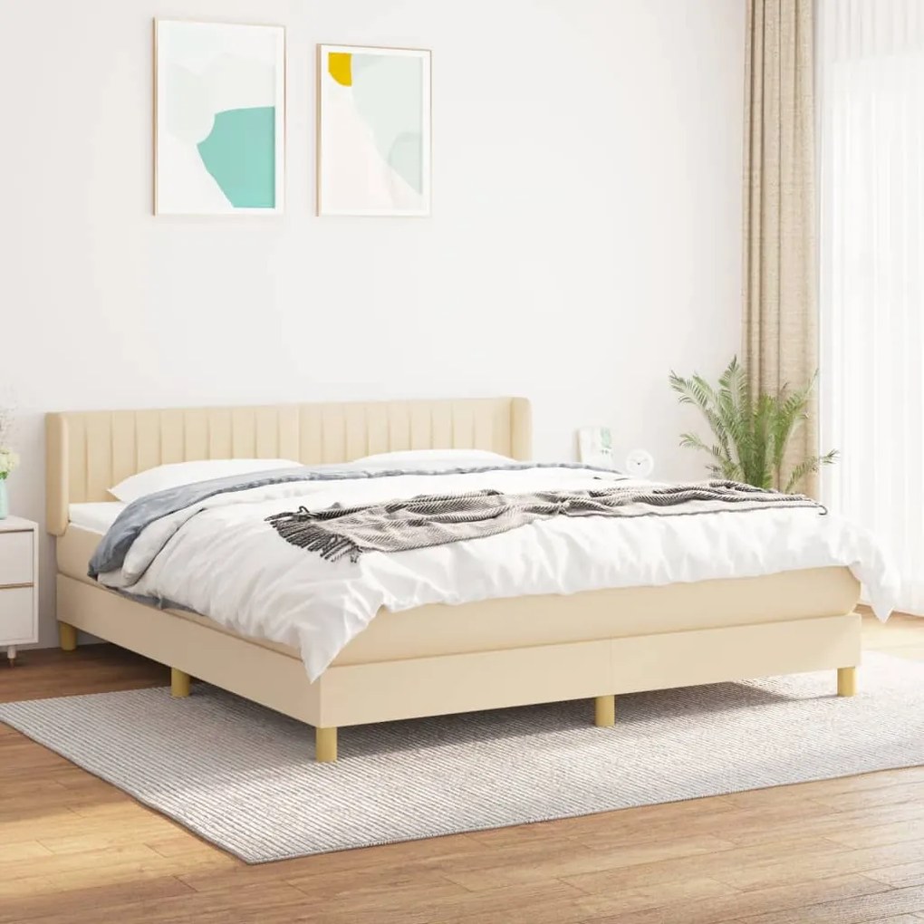 Giroletto A Molle Con Materasso Crema 160x200 Cm İn Tessuto /