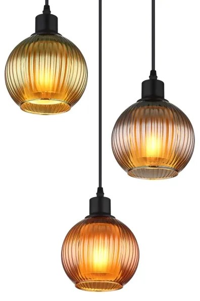 Globo 15638-3 - Lampadario a sospensione con filo ZUMBA 3xE27/25W/230V diametro 36 cm rame/verde/blu