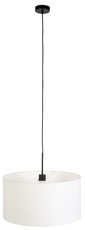 Lampada a sospensione moderna nera con paralume bianco 50 cm - Combi 1