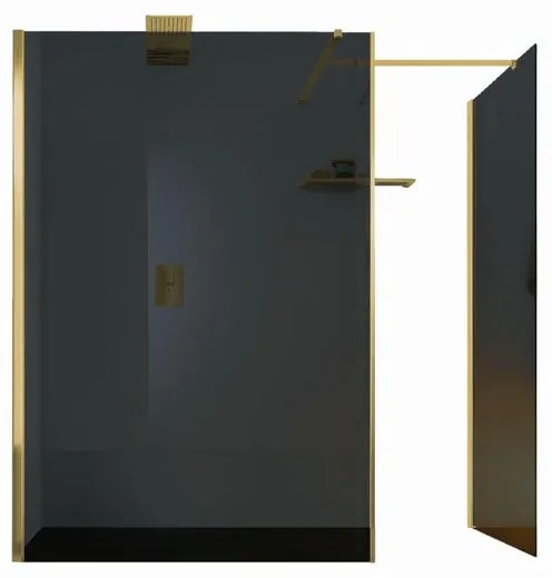 Box doccia walk-in Wens, vetro fumè 6 mm, H 200 cm, profilo dorato