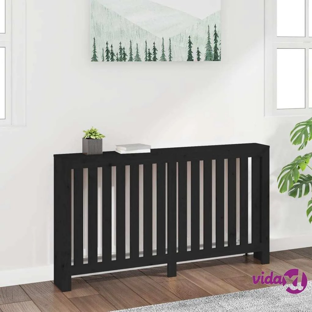 vidaXL Copertura Termosifone Nera 153x19x84 cm Legno Massello di Pino