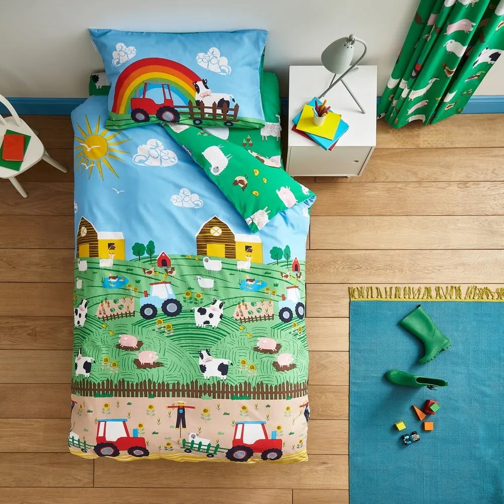 Set copripiumino e federa da bambini per letto matrimoniale 200x200 cm Farmyard Animals – Catherine Lansfield
