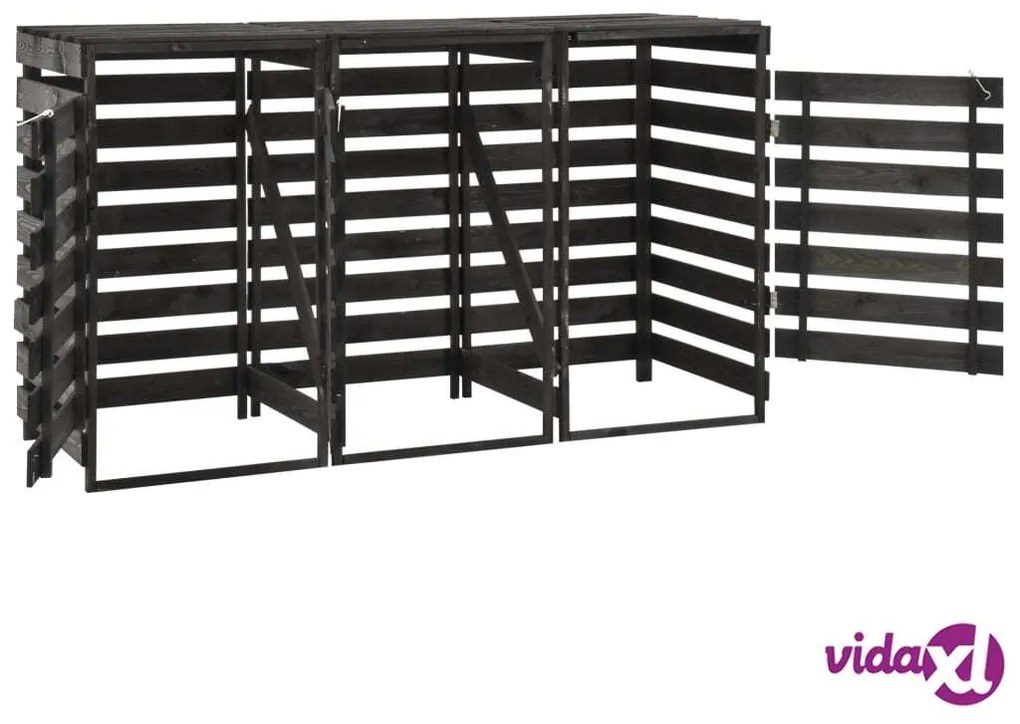 vidaXL Copribidone Triplo 210x75x121 cm in Legno di Pino Verniciato