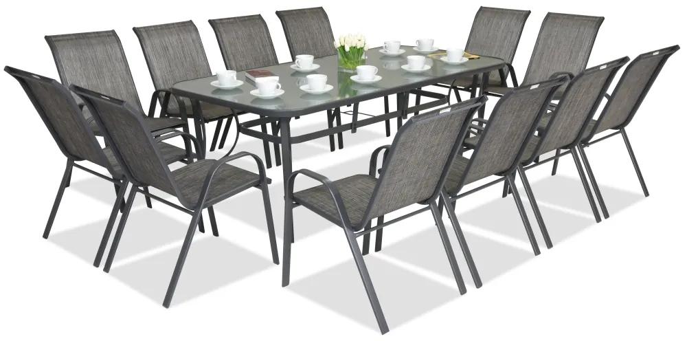 Mobili da giardino in metallo Modena per 12 persone con un grande tavolo di Garden Point grigio