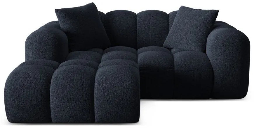 Divano angolare blu scuro (con penisola a sinistra/con chaise lounge) con rivestimento in ciniglia Treno – Cosmopolitan Design