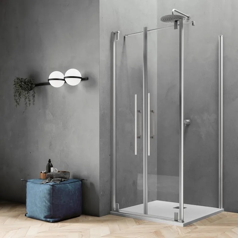 Box doccia con ingresso frontale battente Sword L 70 x H 200 cm, vetro 8 mm vetro senza finitura / trasparente profilo cromato