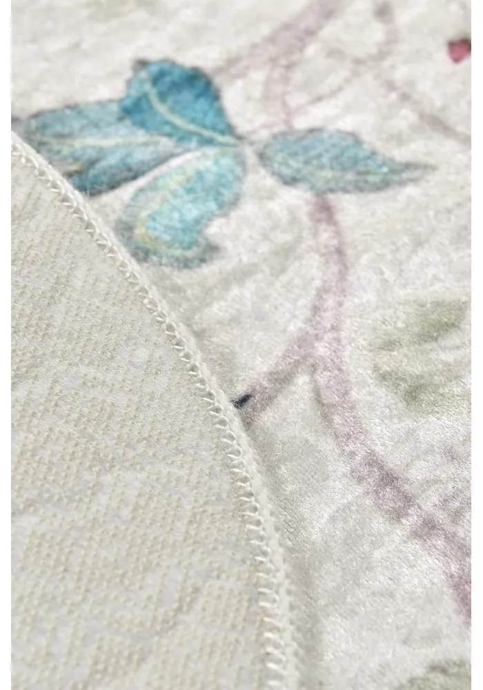 Tappetino per il bagno grigio in velluto ø 100 cm Vintage Flower – Foutastic
