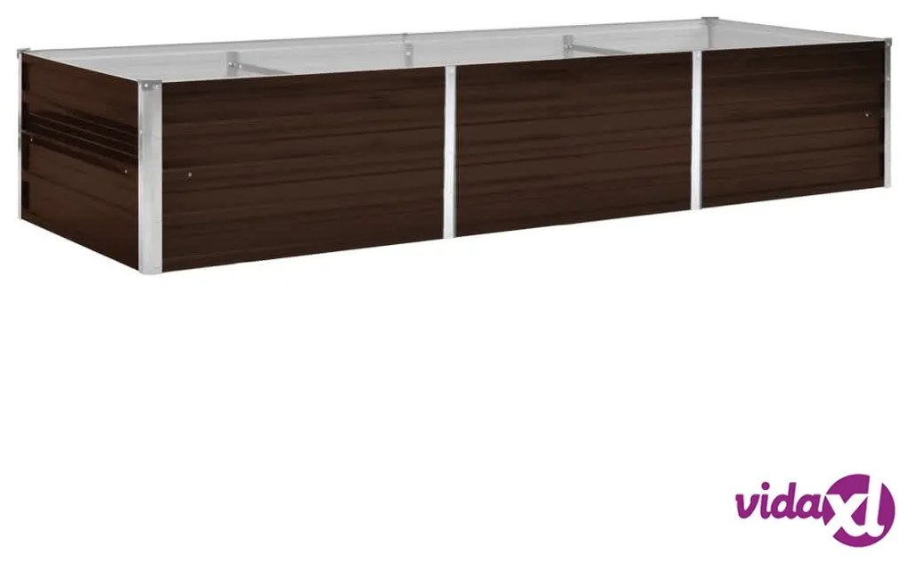 vidaXL Letto Rialzato Giardino Marrone 240x80x45 cm in Acciaio Zincato
