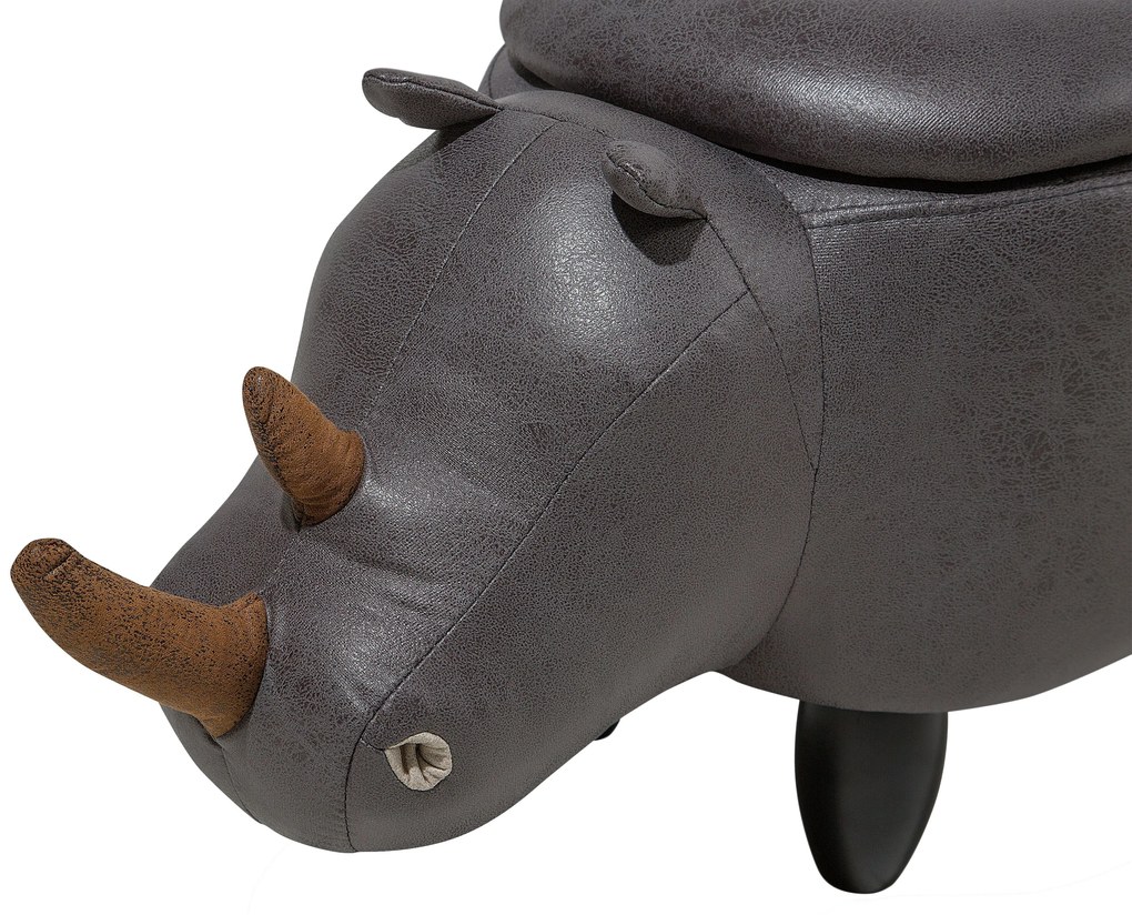 Pouf in tessuto similpelle grigio scuro RHINO Beliani
