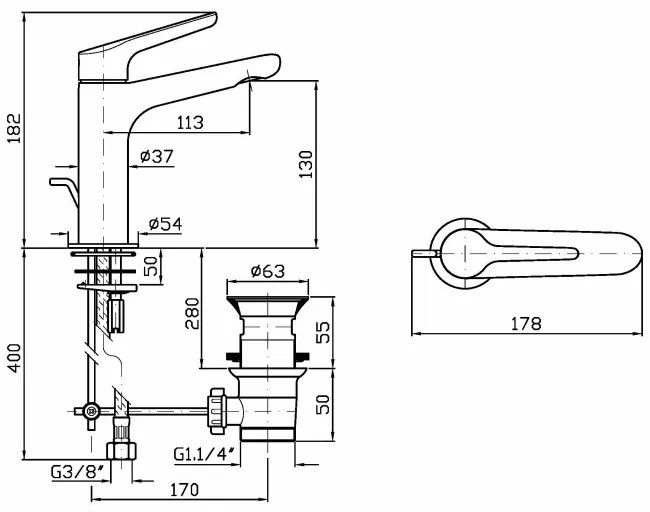 Rubinetto lavabo monocomando con Scarico Cromo Zucchetti Medameda zmm710