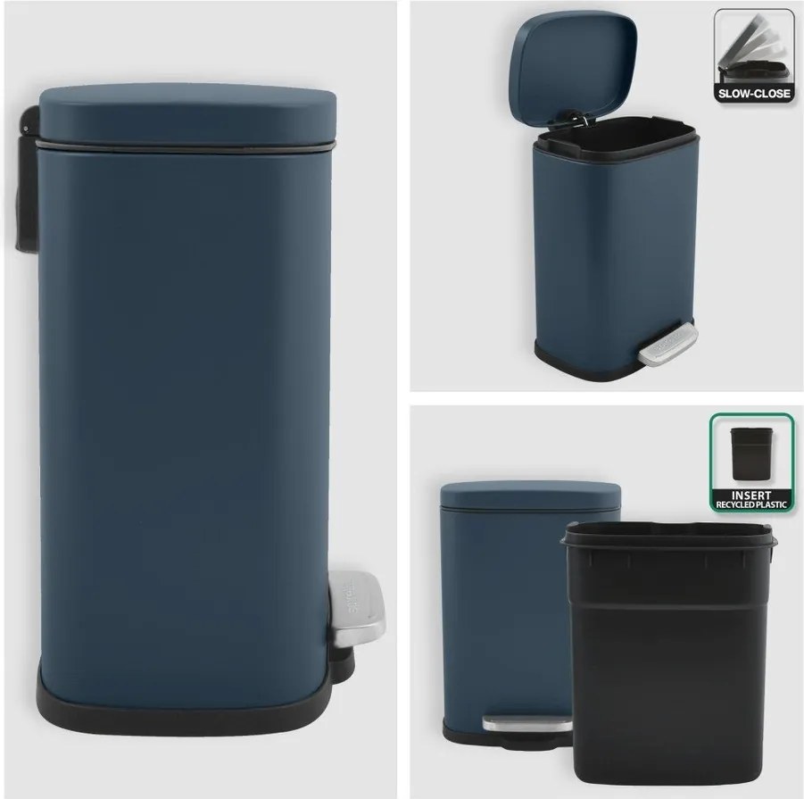 Cestino per la spazzatura color petrolio in acciaio con pedale 5 l Akira – Spirella