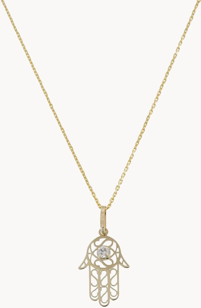 Collana in oro giallo con ciondolo Mano di Fatima