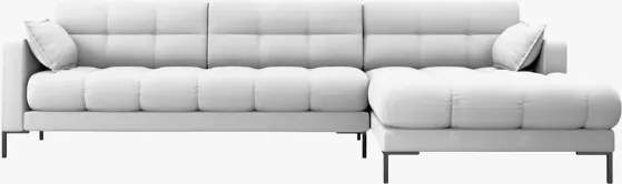 Divano angolare 5 posti in tessuto Bouclé gambe nere - L293 cm
