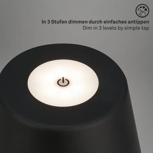 Brilo - Lampada da tavolo per esterni LED Dimmerabile ricaricabile LED/3,5W/5V IP44 nero