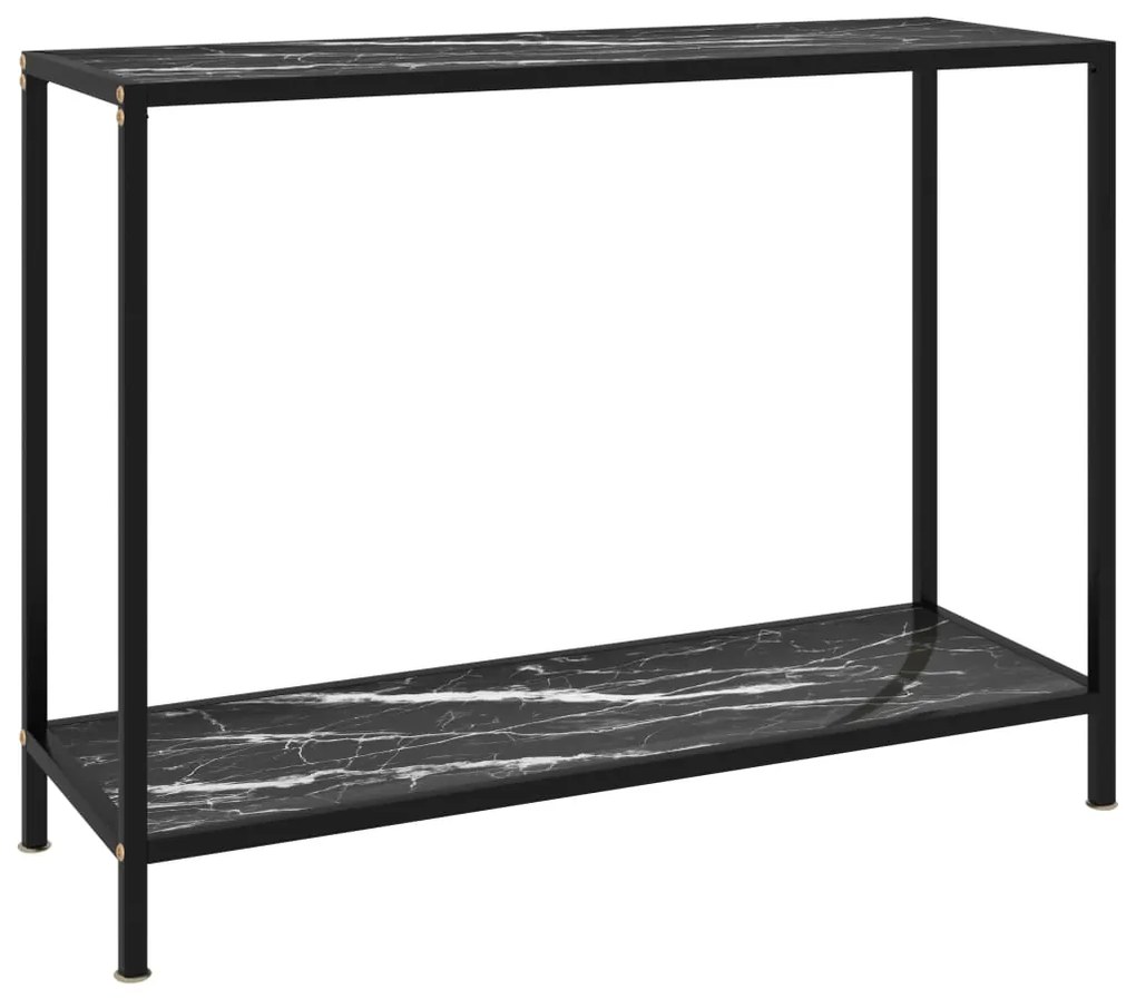 Tavolo Consolle Nero 100x35x75 cm in Vetro Temperato