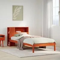 Letto Libreria senza Materasso Marrone Cera 100x200 cm in Pino 3321570