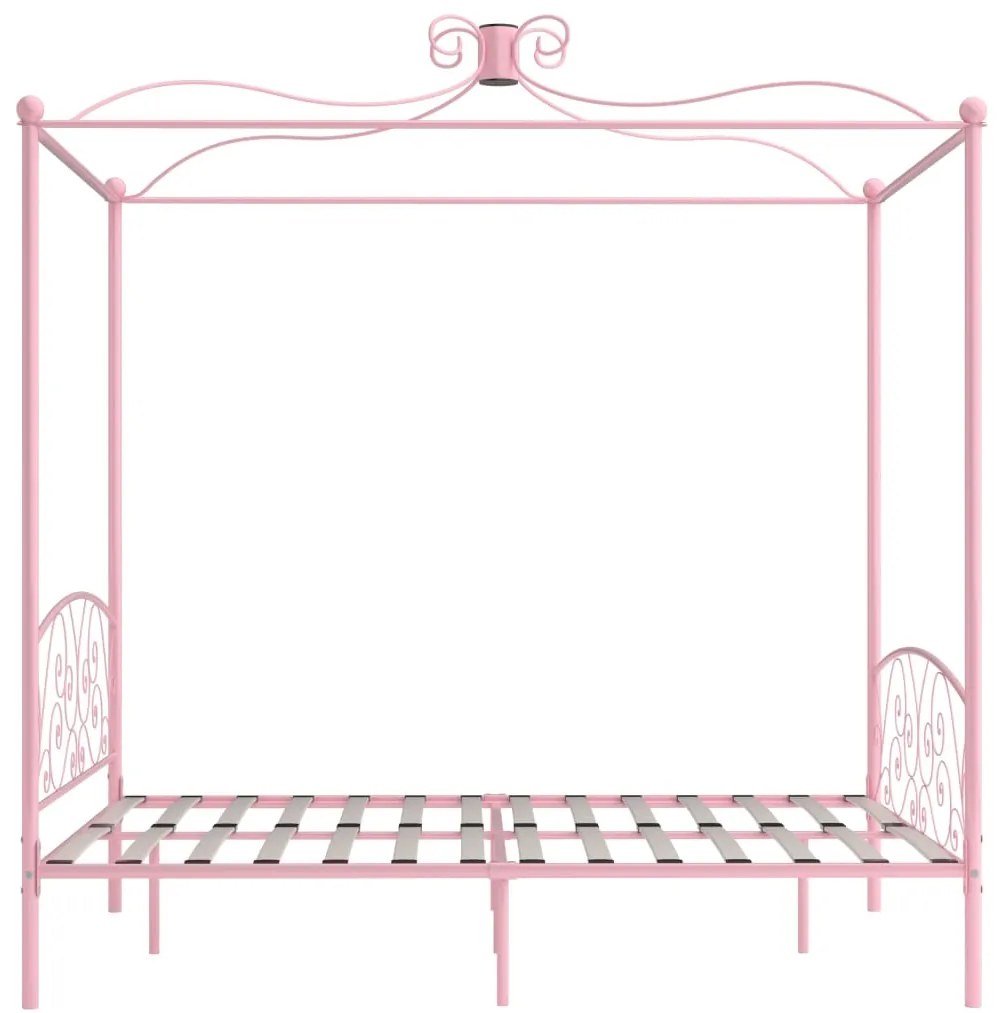 Giroletto a baldacchino rosa in metallo 180x200 cm