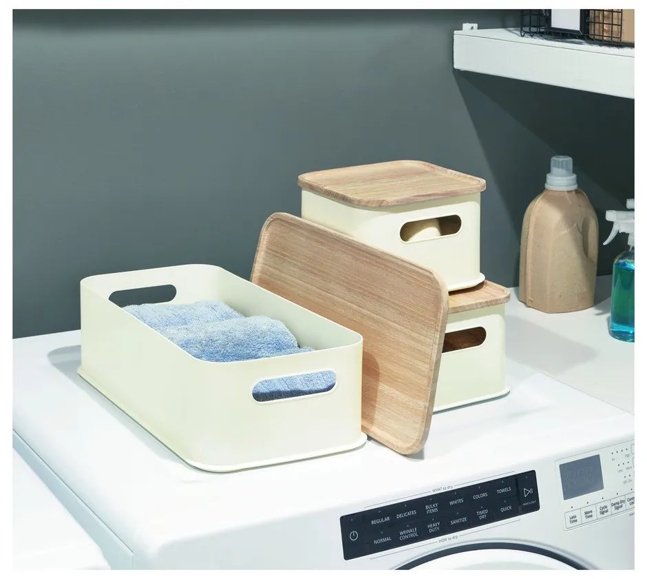 Scatola portaoggetti bianca con coperchio in paulownia Legno manico, 21,3 x 43 cm Eco - iDesign