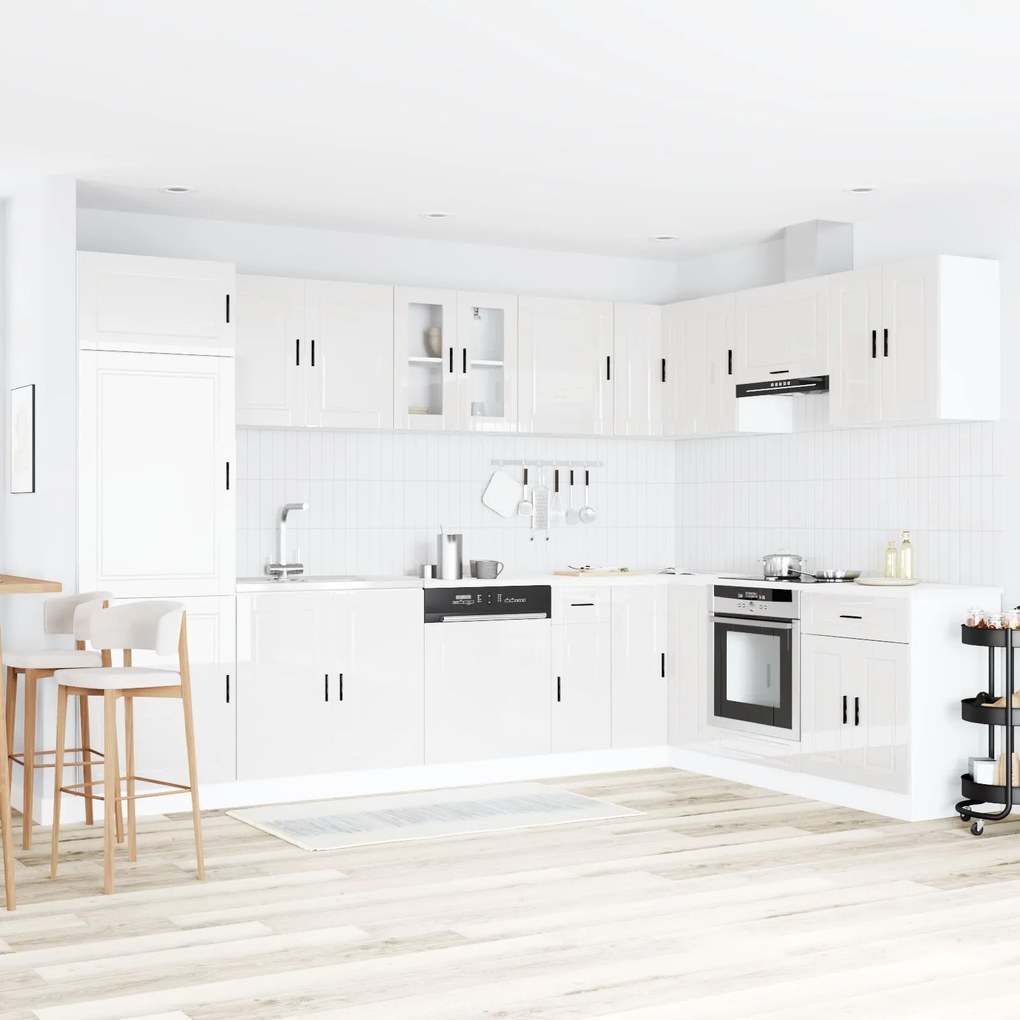 Mobile sottolavello ""porto"" con lavabo alta lucentezza bianco 80x46x84,5 cm legno ingegnerizzato