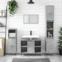 Armadietto Bagno Grigio Cemento 30x30x100 cm Legno Multistrato 831560