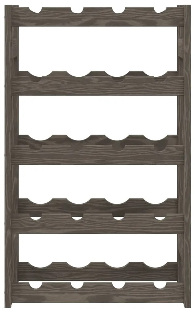 Portabottiglie per 20 bottiglie grigio legno massello di pino