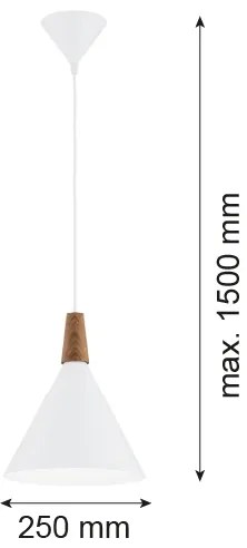 Argon 8630 - Lampadario a sospensione con filo KEGEL 1xE27/15W/230V bianco