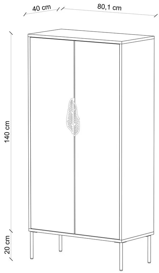 Armadio bianco 80x160 cm Merlin - Skandica