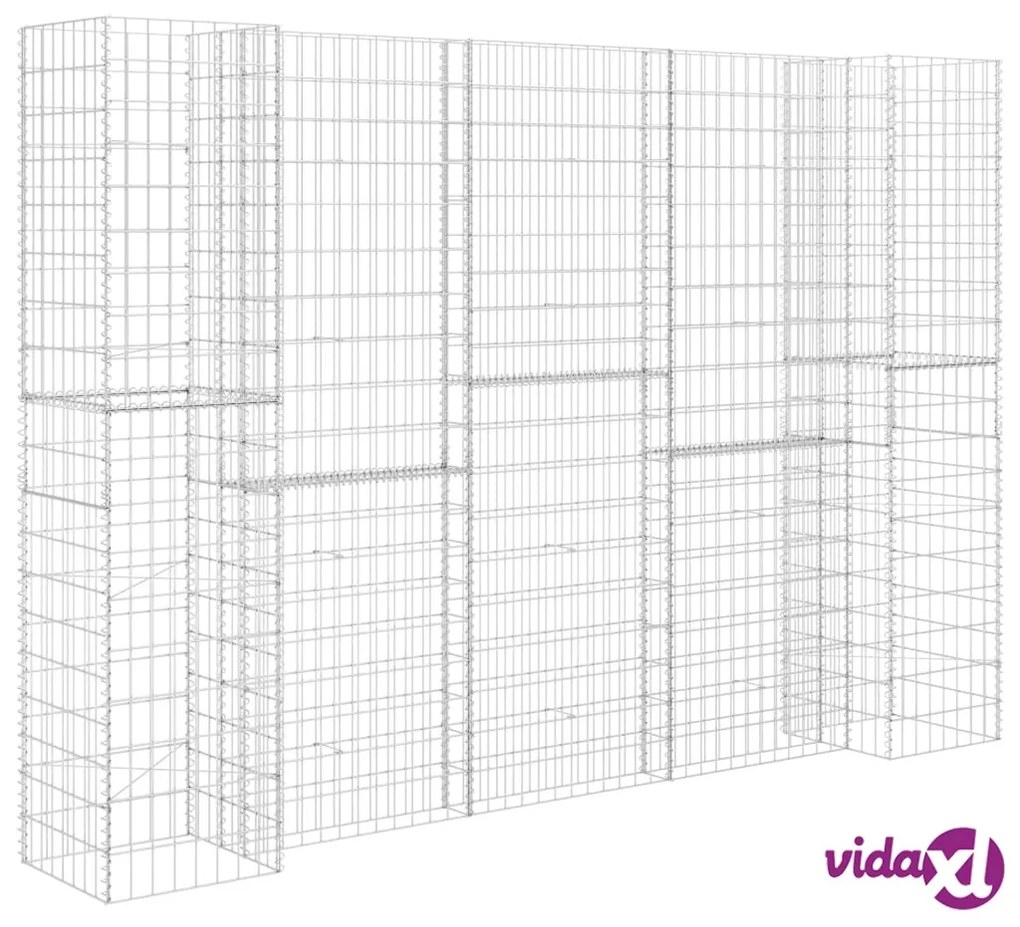 vidaXL Gabbione Fioriera ad "H" in Filo di Acciaio 260x40x200 cm