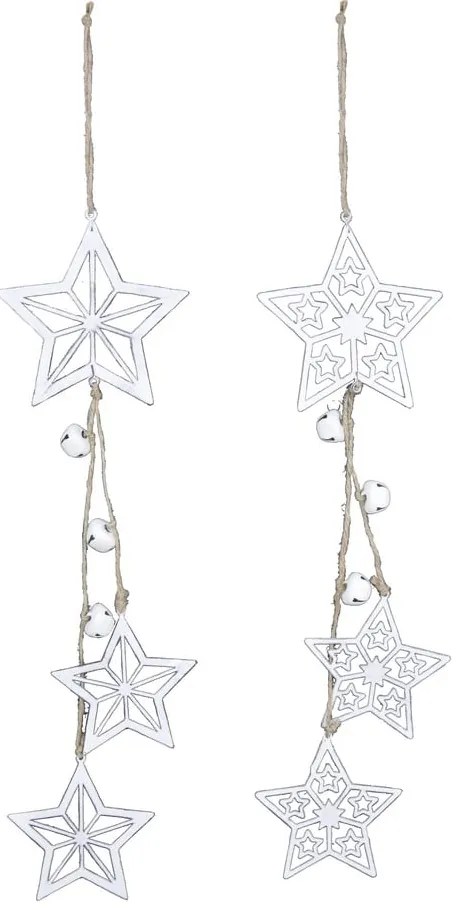 Set di 2 ornamenti pendenti bianchi con stelle - Ego Dekor