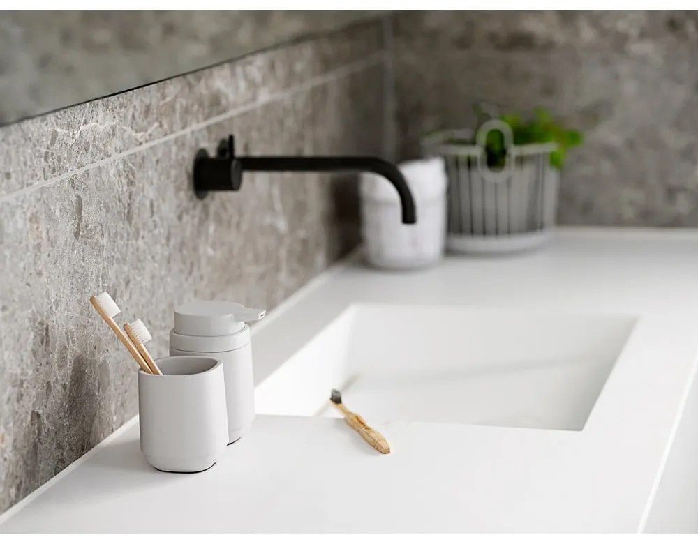 Tazza in cemento grigio chiaro per spazzolini da denti Time - Zone