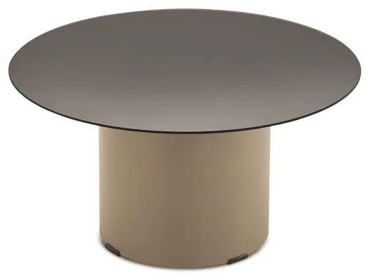 Tavolino tondo WAYLON 60 con base in metallo Beige e piano in vetro Fumč