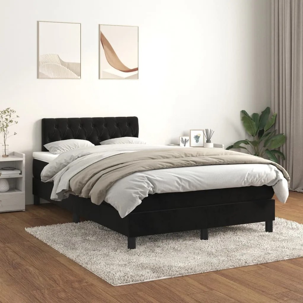 Giroletto A Molle Con Materasso Nero 120x200 Cm İn Velluto /