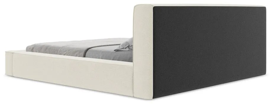 Letto matrimoniale imbottito color crema con contenitore e rete inclusi 140x200 cm Noho – Makamii
