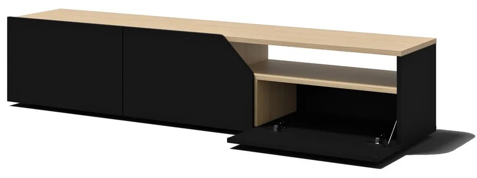 Tavolo TV con piano in rovere nero e naturale 180x38 cm Verone - TemaHome