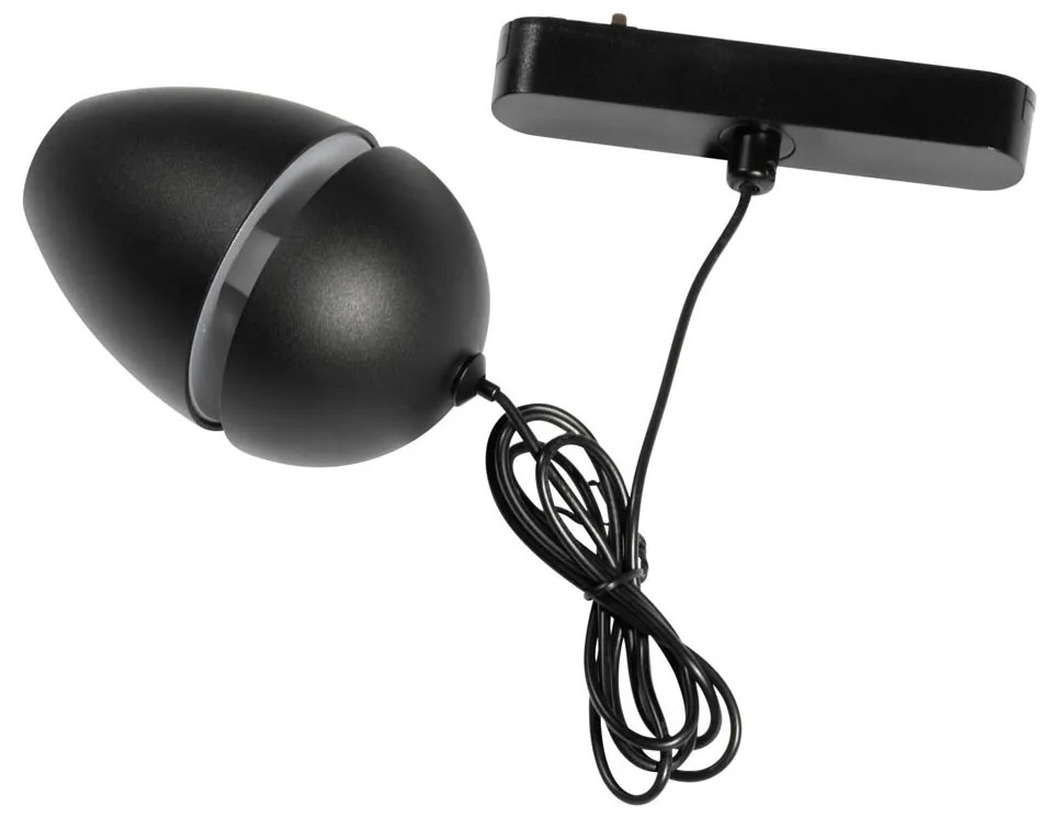 Lampada a sospensione nera moderna per sistema a binario monofase con LED - Magnetic Eggy